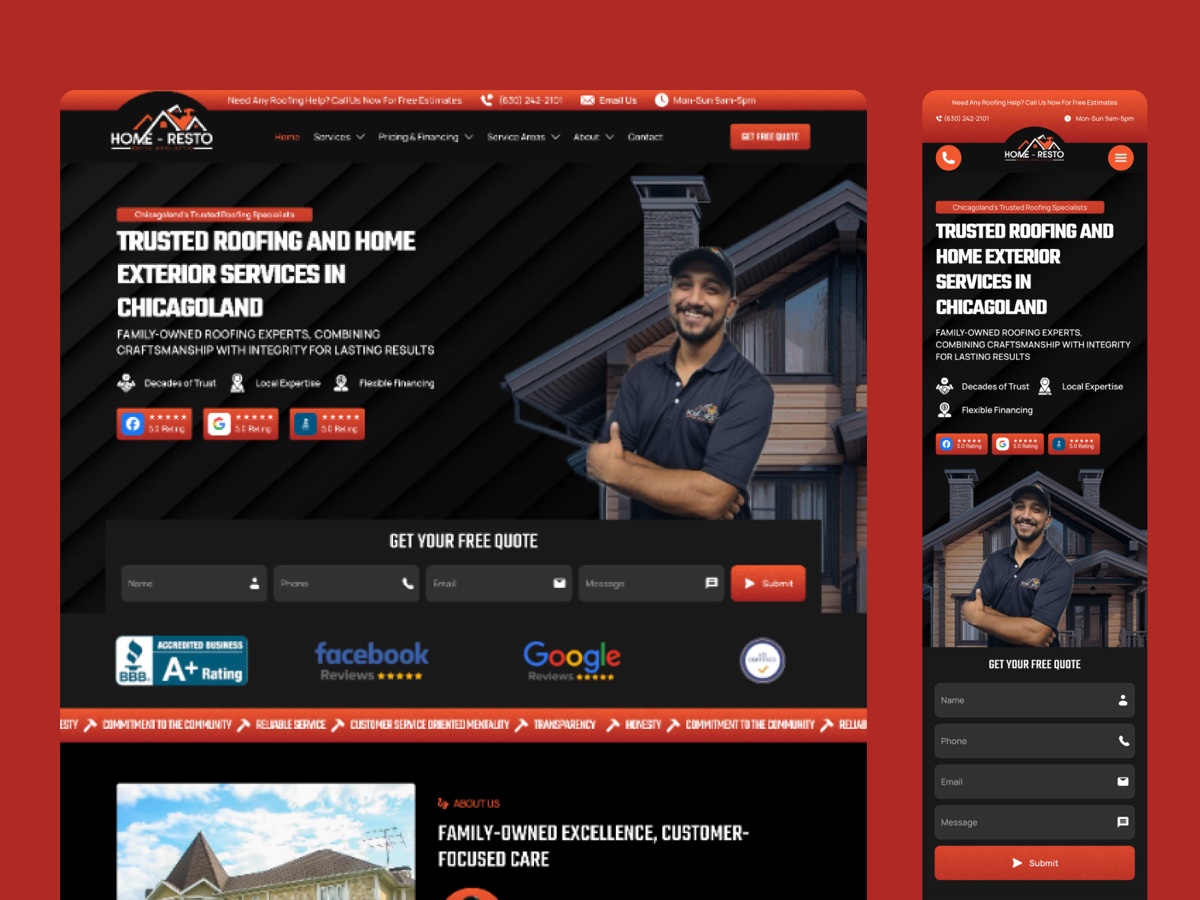 Home Resto website by Sensory Creative